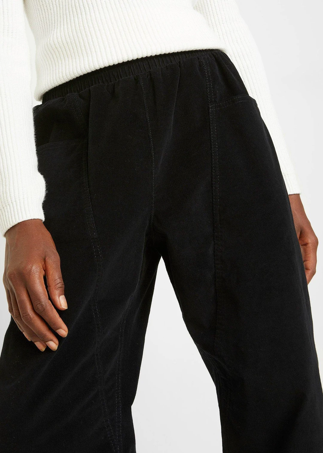 Pantalon en velours côtelé, coton extensible - 3