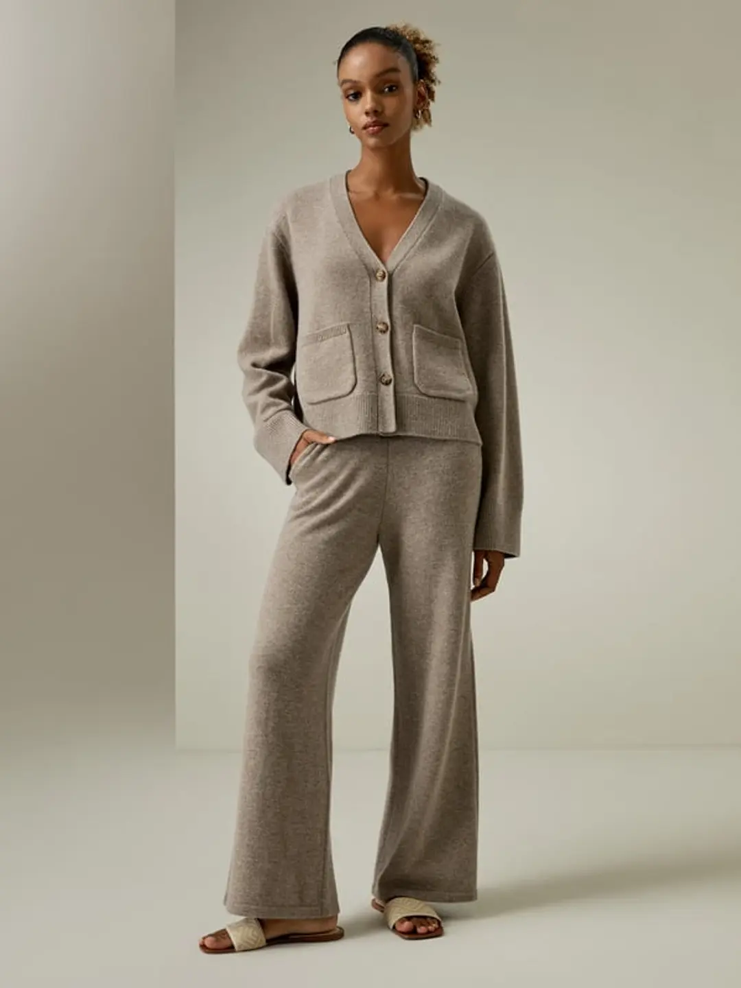 LILYSILK Cardigan Court Poches Avant Mélange Laine-Cahcemire Une Chaleur Et Un Confort Ultimes Sans Produits Chimiques Nocifs Chameau Xs