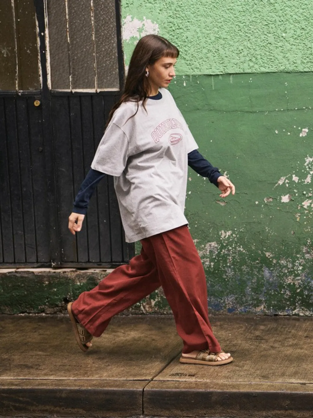 Vista - Pantalon taille élastique pour Femme Rouge
