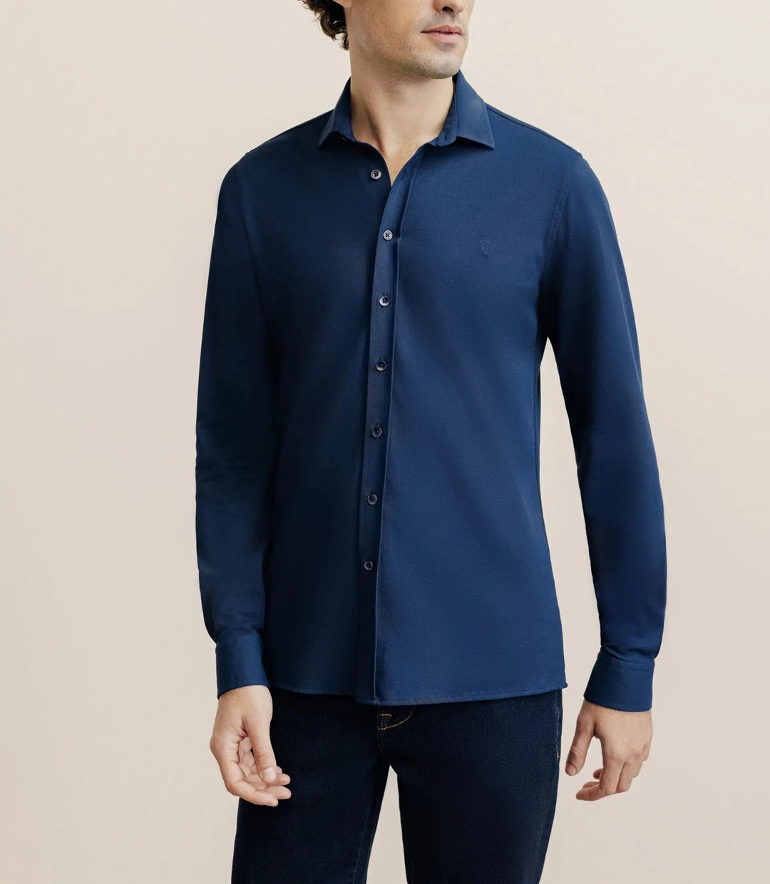IZAC - Chemise slim en maille marine
