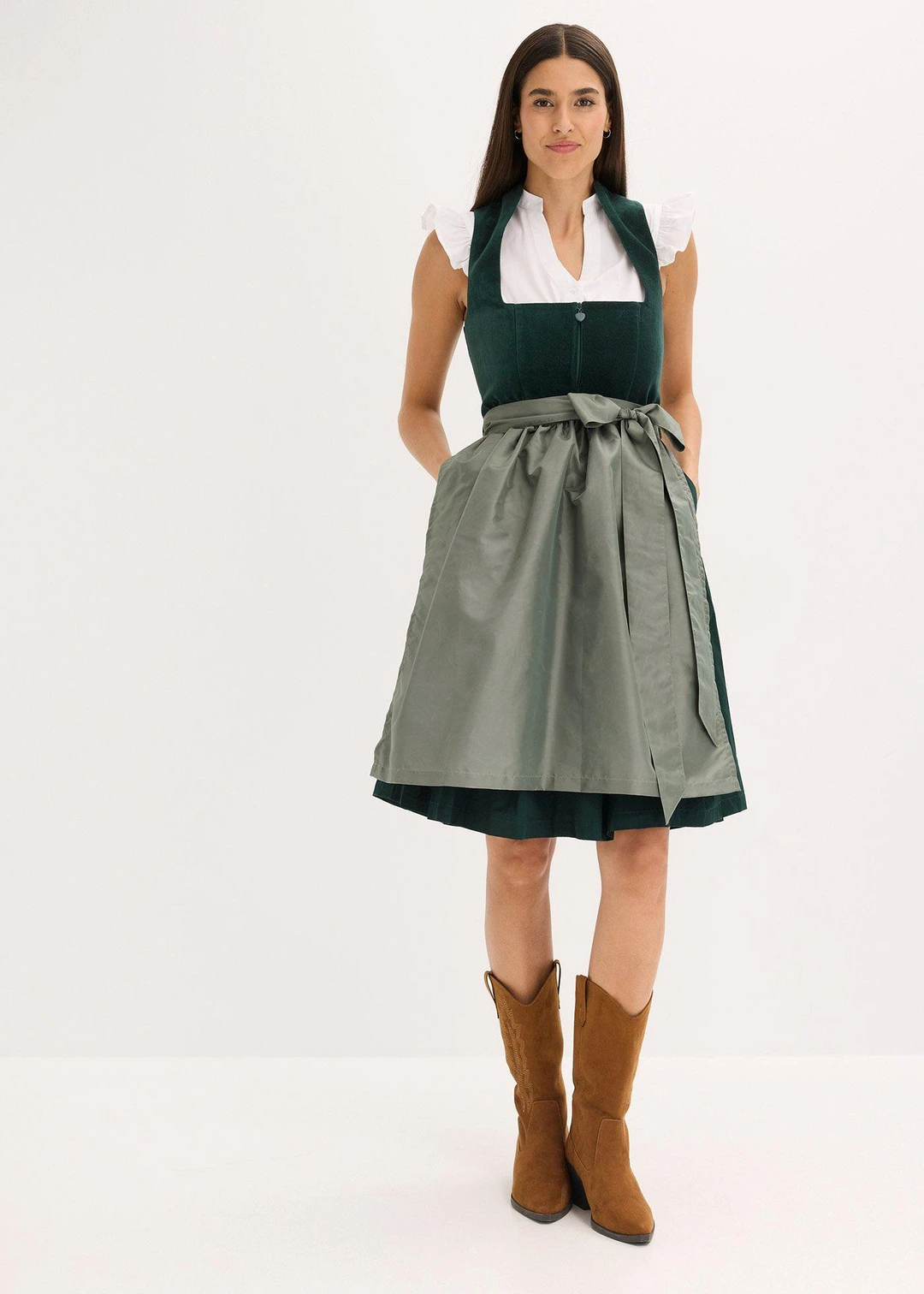 Chemisier de Dirndl à col montant et mancherons volantés - 2
