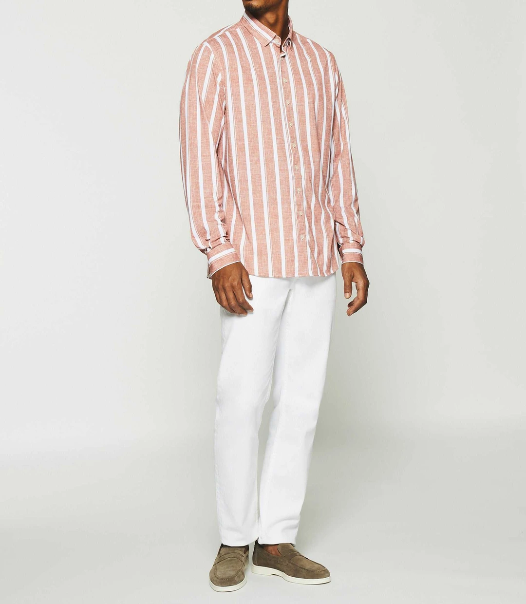 IZAC - Chemise à rayures terracotta KYLE