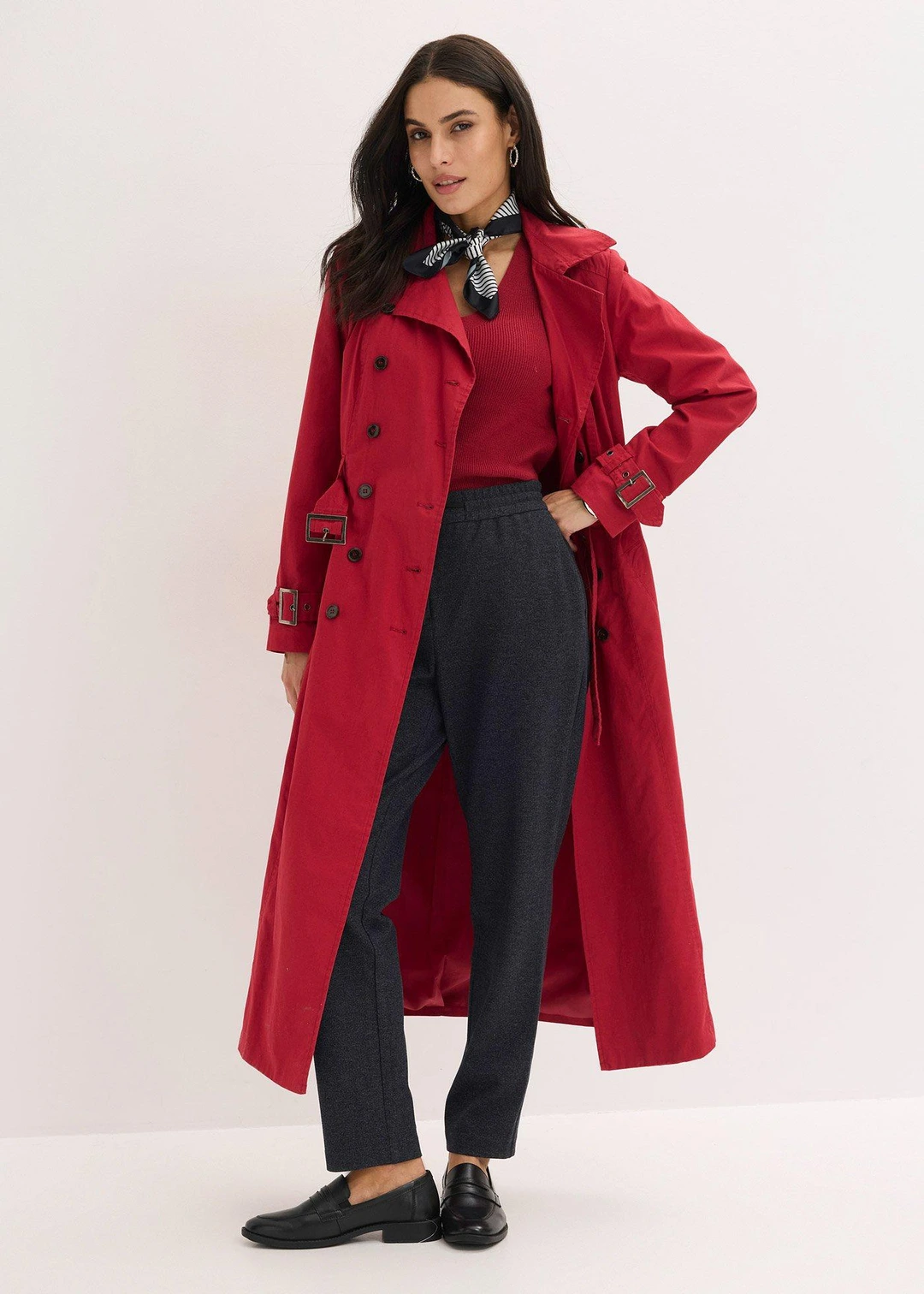 Trench-coat long ceinturé à la taille - 2