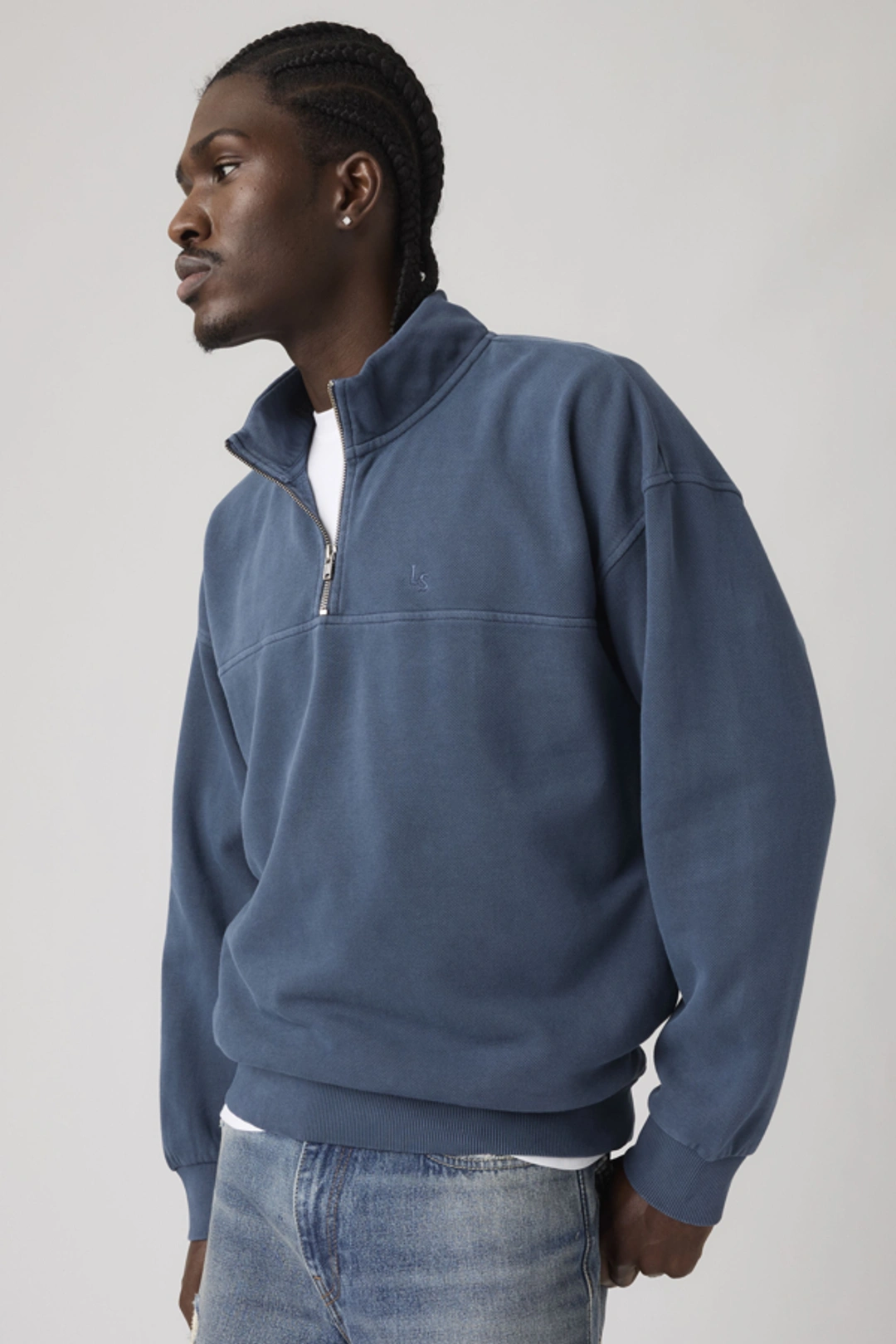 Levi's Sweat Shirt 1/4 Zip Marina - Homme - Noir / Garment Dye Blackened Pearl - XL