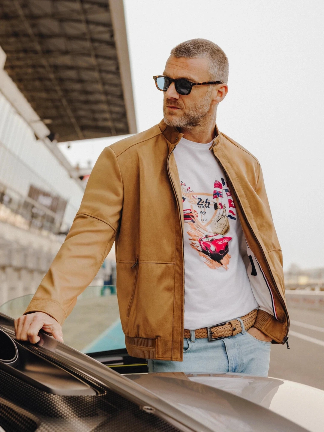 IZAC - Blouson col motard camel 24h Le Mans