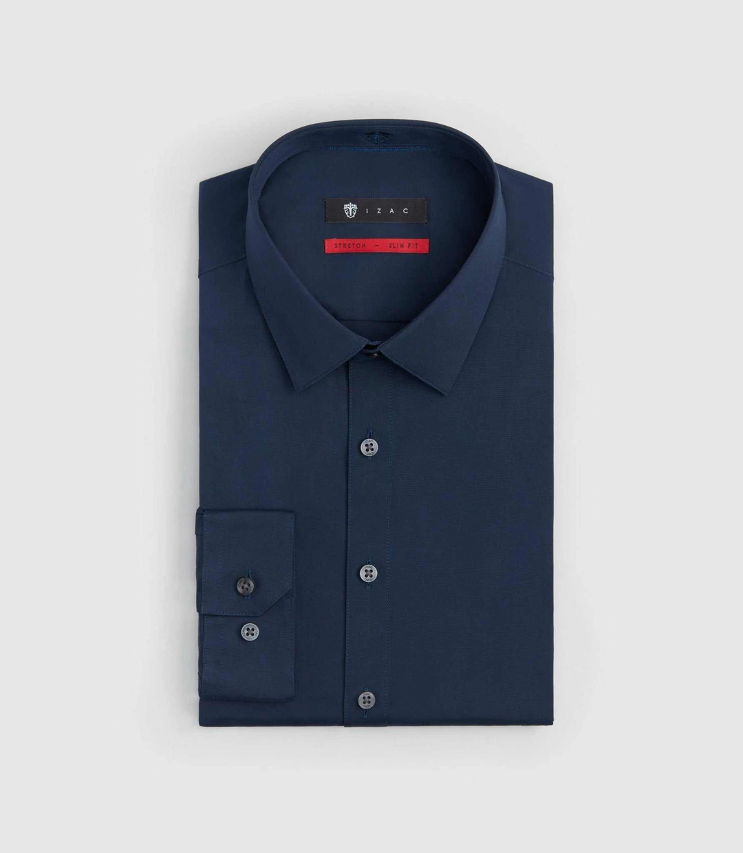 IZAC - Chemise coton stretch slim marine ''Malte''