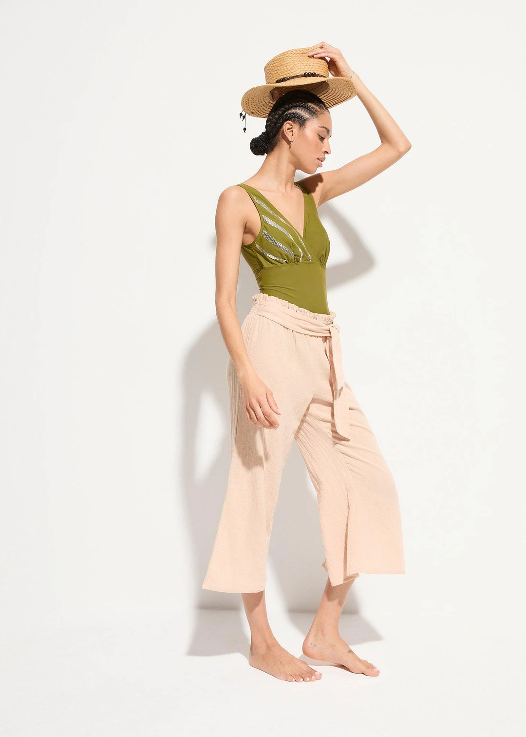Pantalon de plage en gaze de coton, longueur 3/4 - 2
