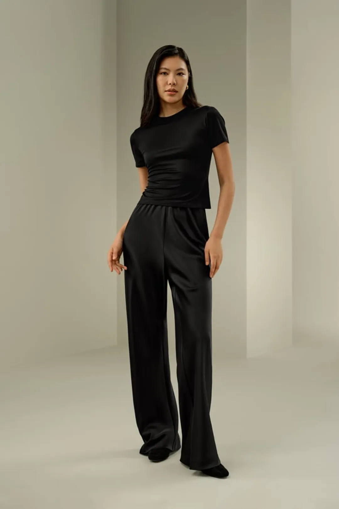 LILYSILK Tee Shirt Soie Meilleure Élasticité Soie Lavable En Machine Doux Pour La Peau Et Respirant Noir S
