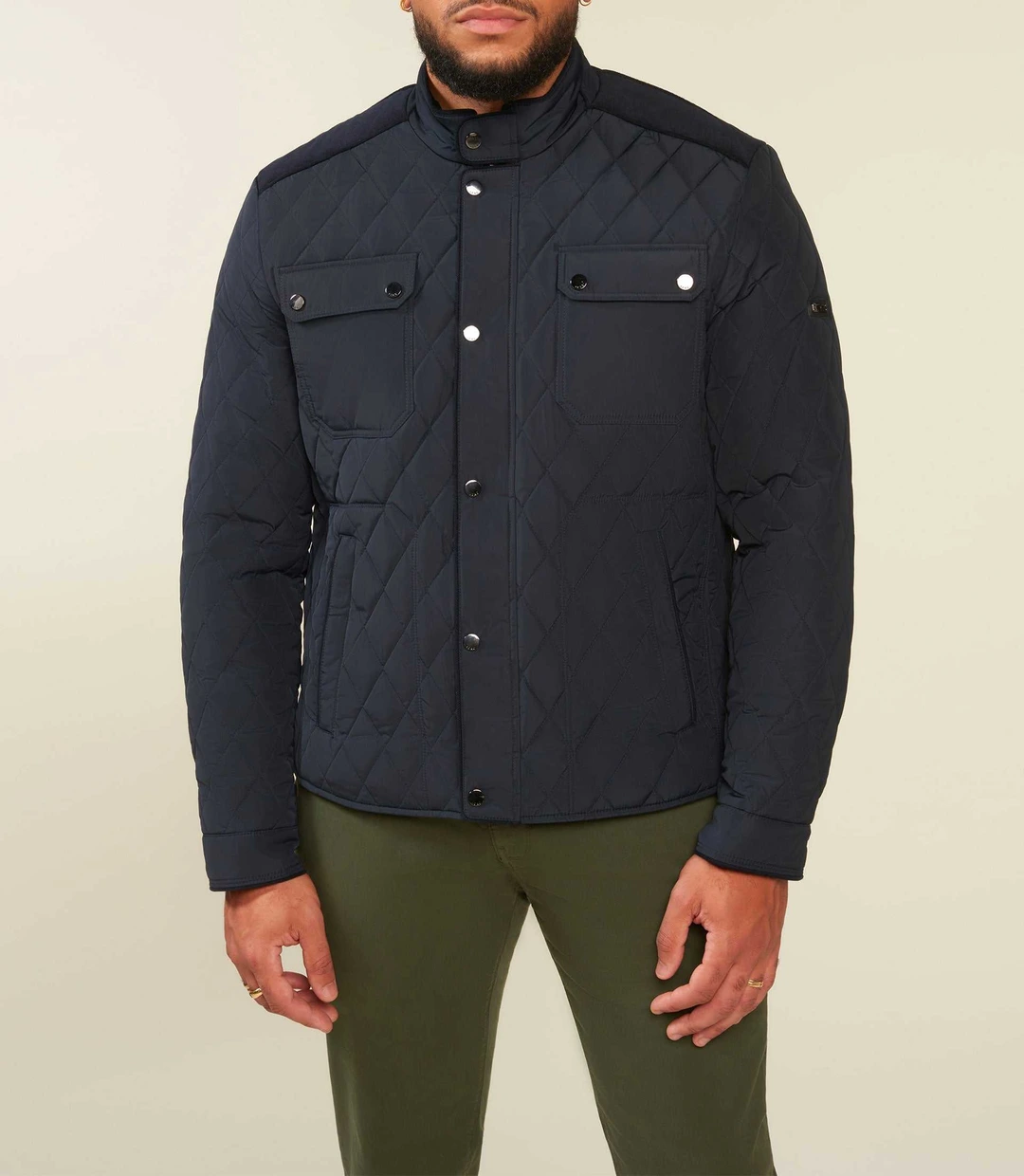 IZAC - Blouson surchemise matelassé bi-matière marine MACEOBT