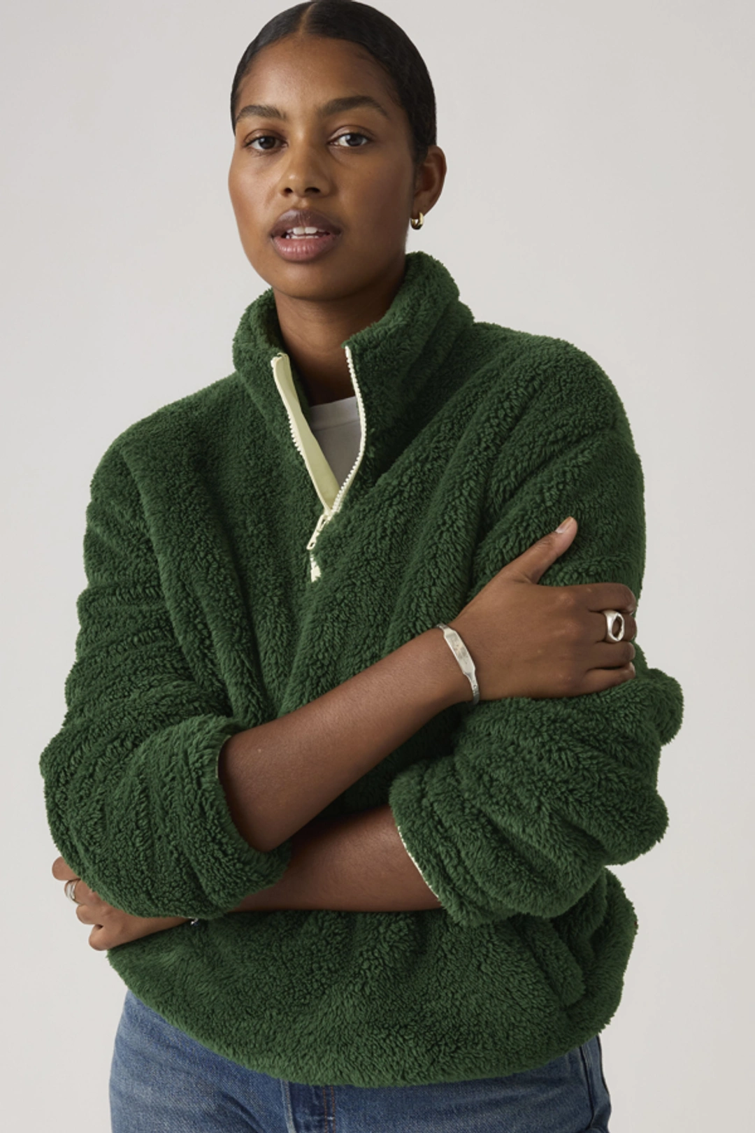 Levi's Sweat Shirt 1/4 Zip Sherpa Gemma - Femme - Vert / Mountain View - XS