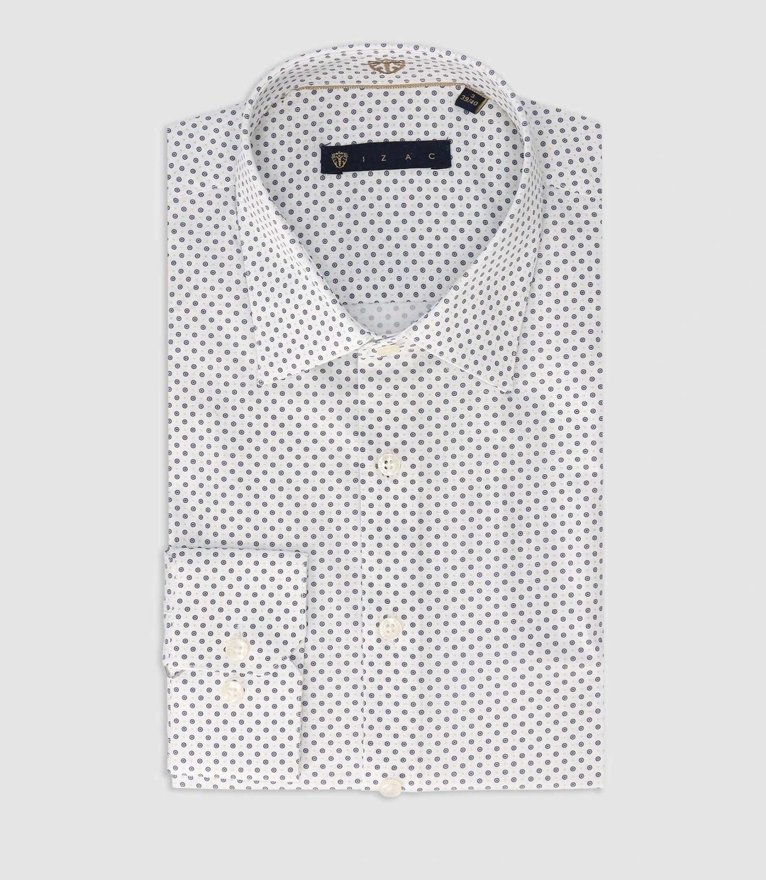 IZAC - Chemise slim imprimée blanche et marine PRIMAEL