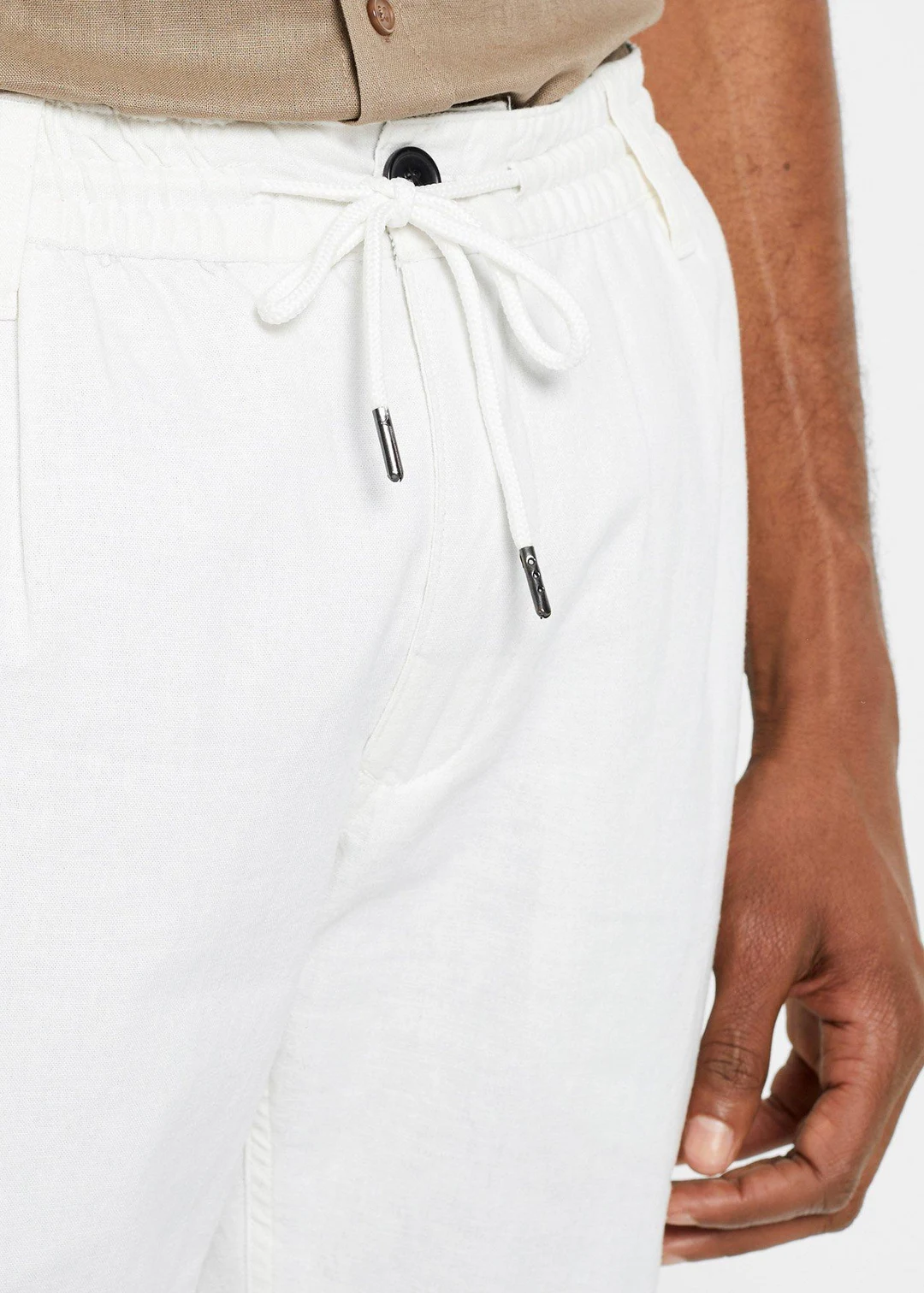 Pantalon jogger droit en lin mélangé, loose