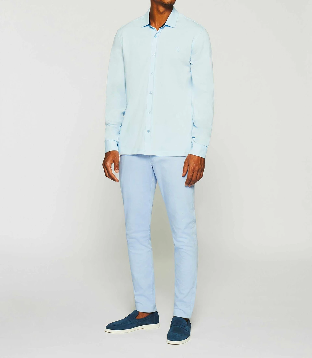 IZAC - Chemise en jersey unie bleu ciel KANTIN