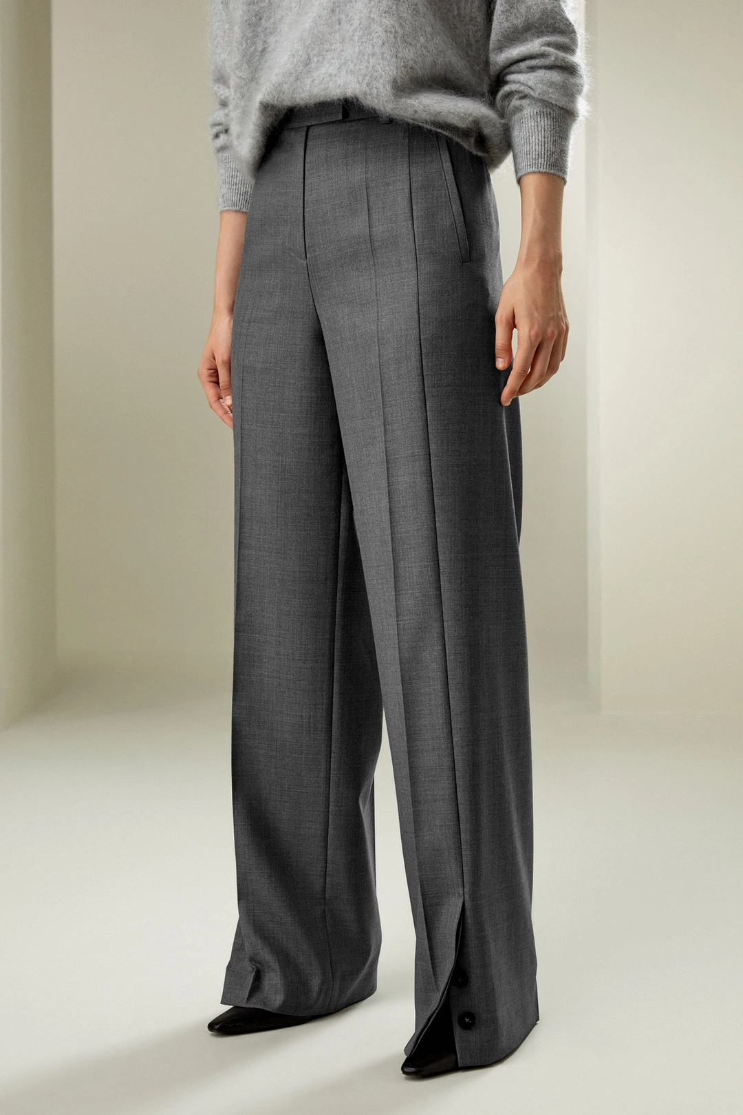 LILYSILK Pantalon Droit En Laine Et Soie Mélangée À Jambe Droite Soie Et Laine Les Essentiels De La Garde-Robe Noir 36