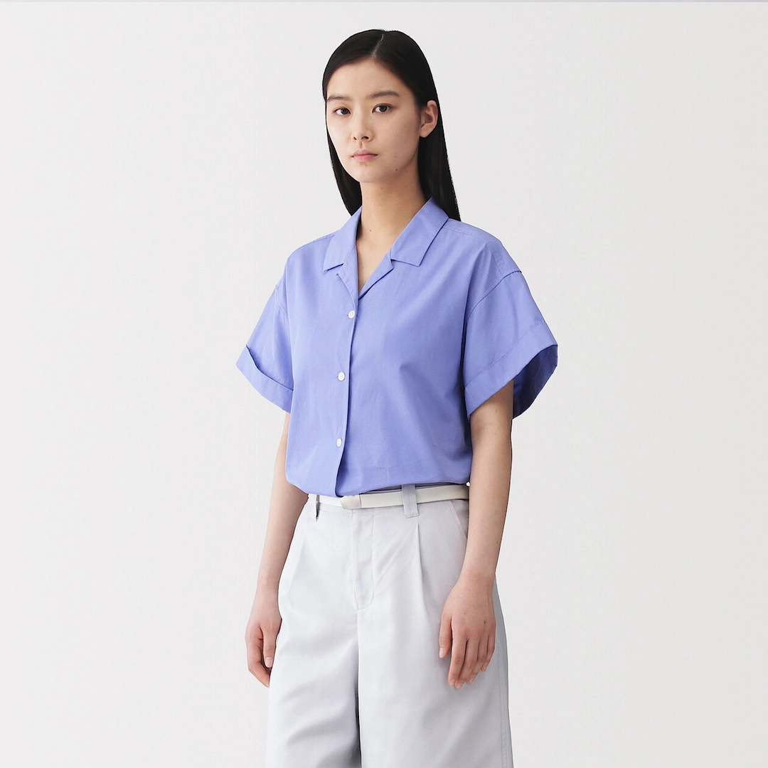 Chemise à manches courtes en popeline de coton biologique pour femme