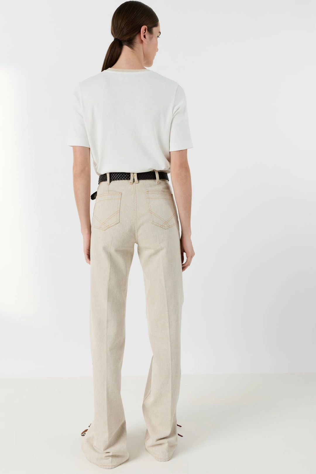 T-shirt en coton et lurex doré - MAVIE - Ecru