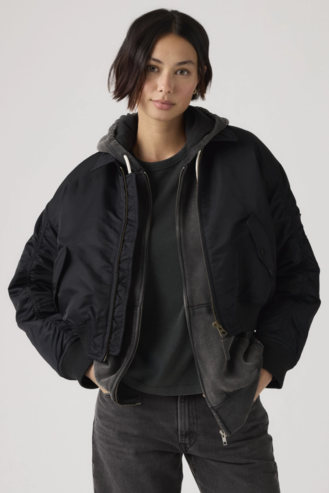 Levi's Blouson D'aviateur Crop Bowie - Femme - Noir / Anthracite Night - XS