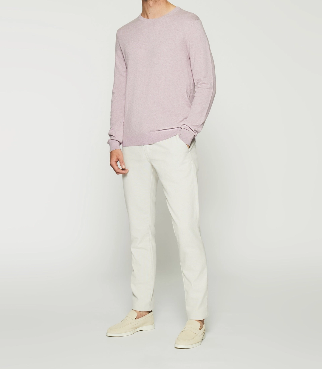 IZAC - Pull col rond en coton cachemire violet parme DRISS