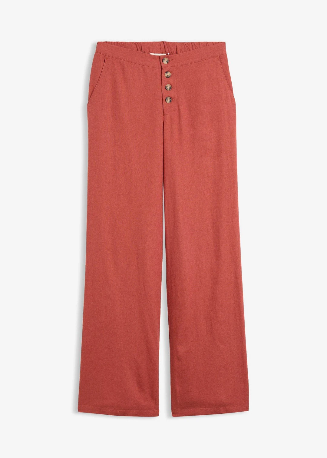 Pantalon palazzo en lin mélangé, long
