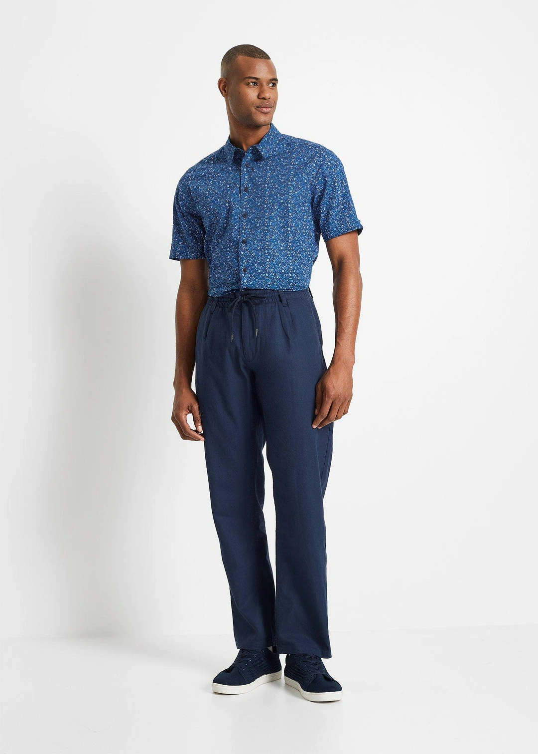 Pantalon jogger droit en lin mélangé, loose - 2