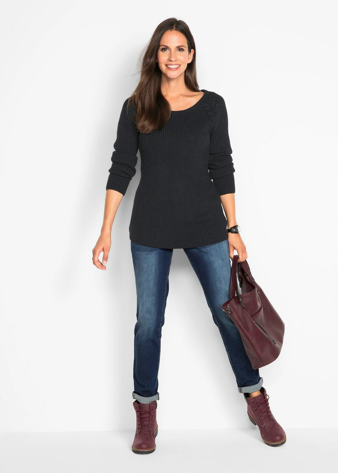 Jean boyfriend taille mi-haute, extensible - 2