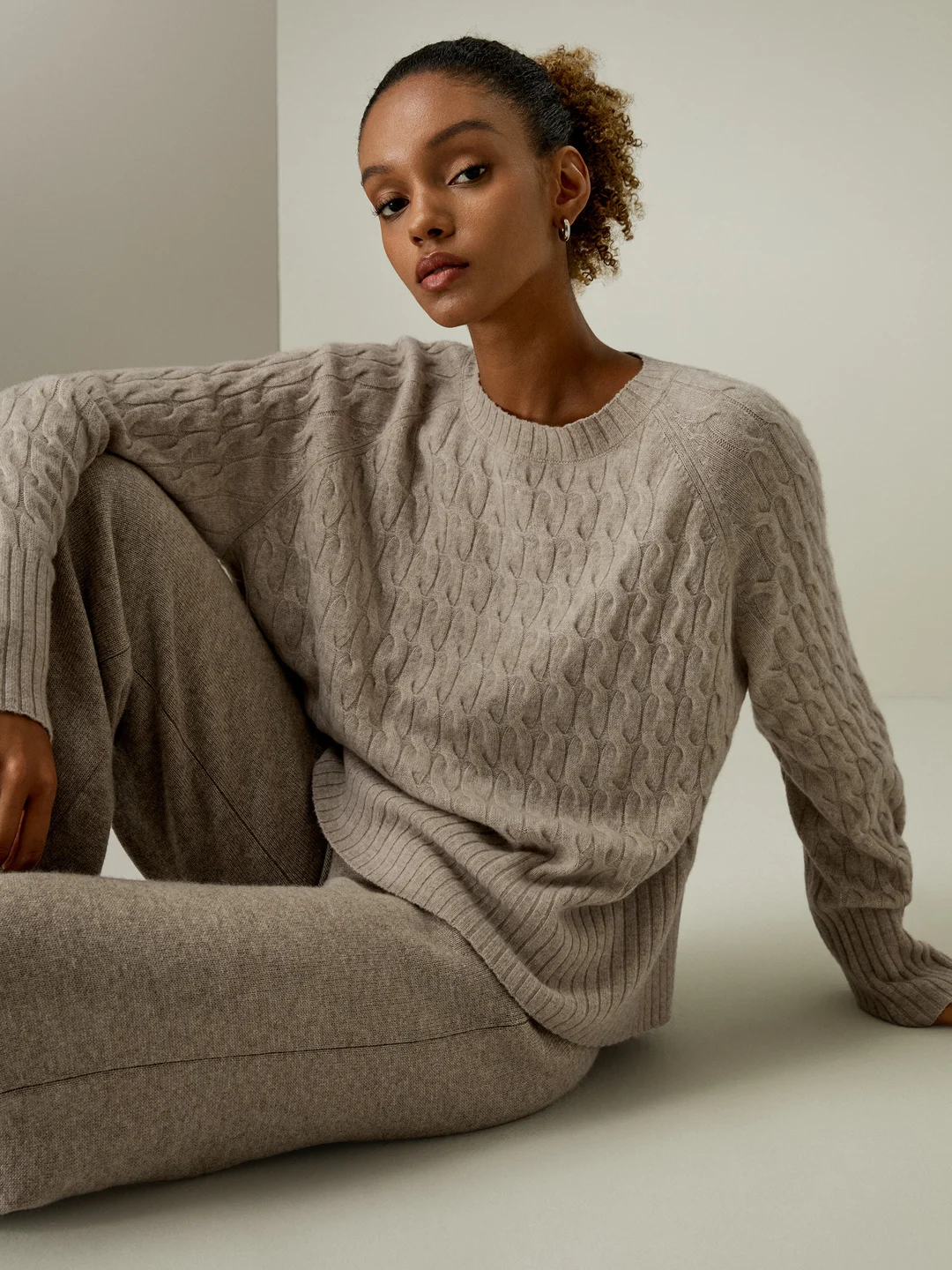 LILYSILK Pull Cachemire Femme Chameau XS | Maille Torsadée Douce et Chaude | 100% Cachemire