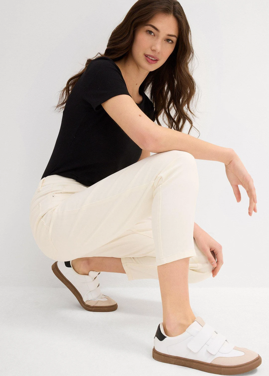 Jean mom taille haute, cropped, peu extensible - 2