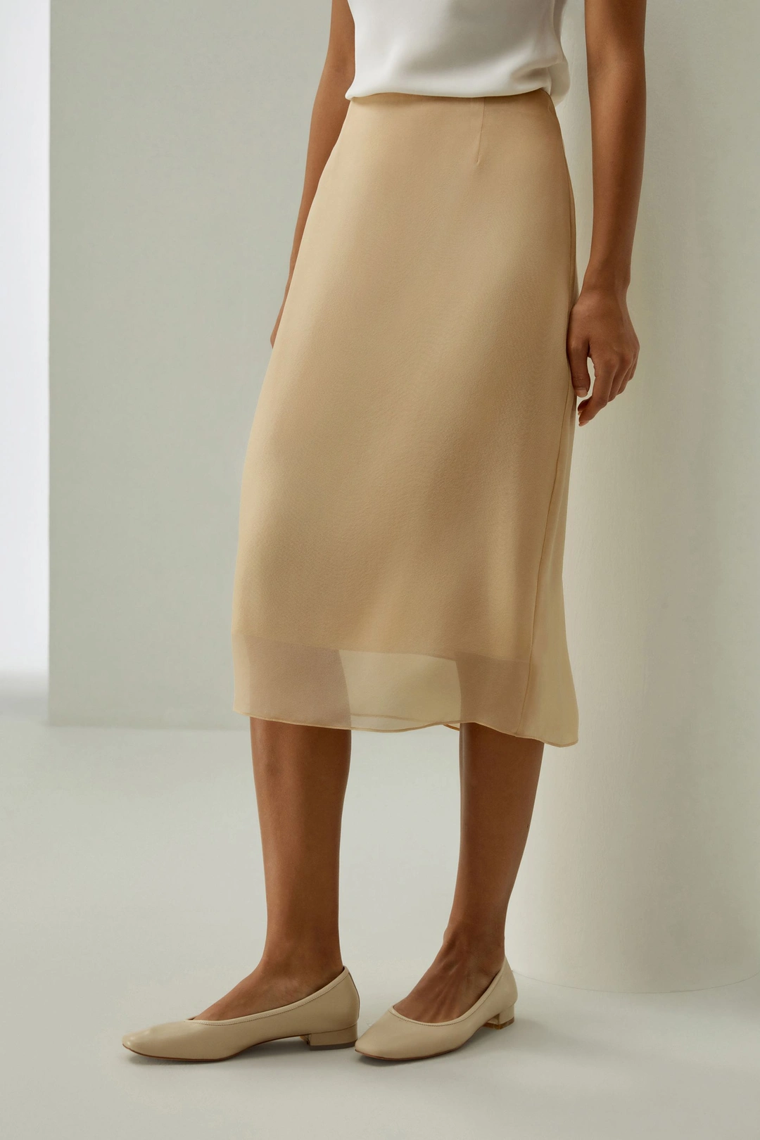 LILYSILK Jupe En Soie Évasée Sur Mesure Facile À Assortir Pour Diverses Occasions Soie De Mûrier De Haute Qualité Lait D'Avoine 42