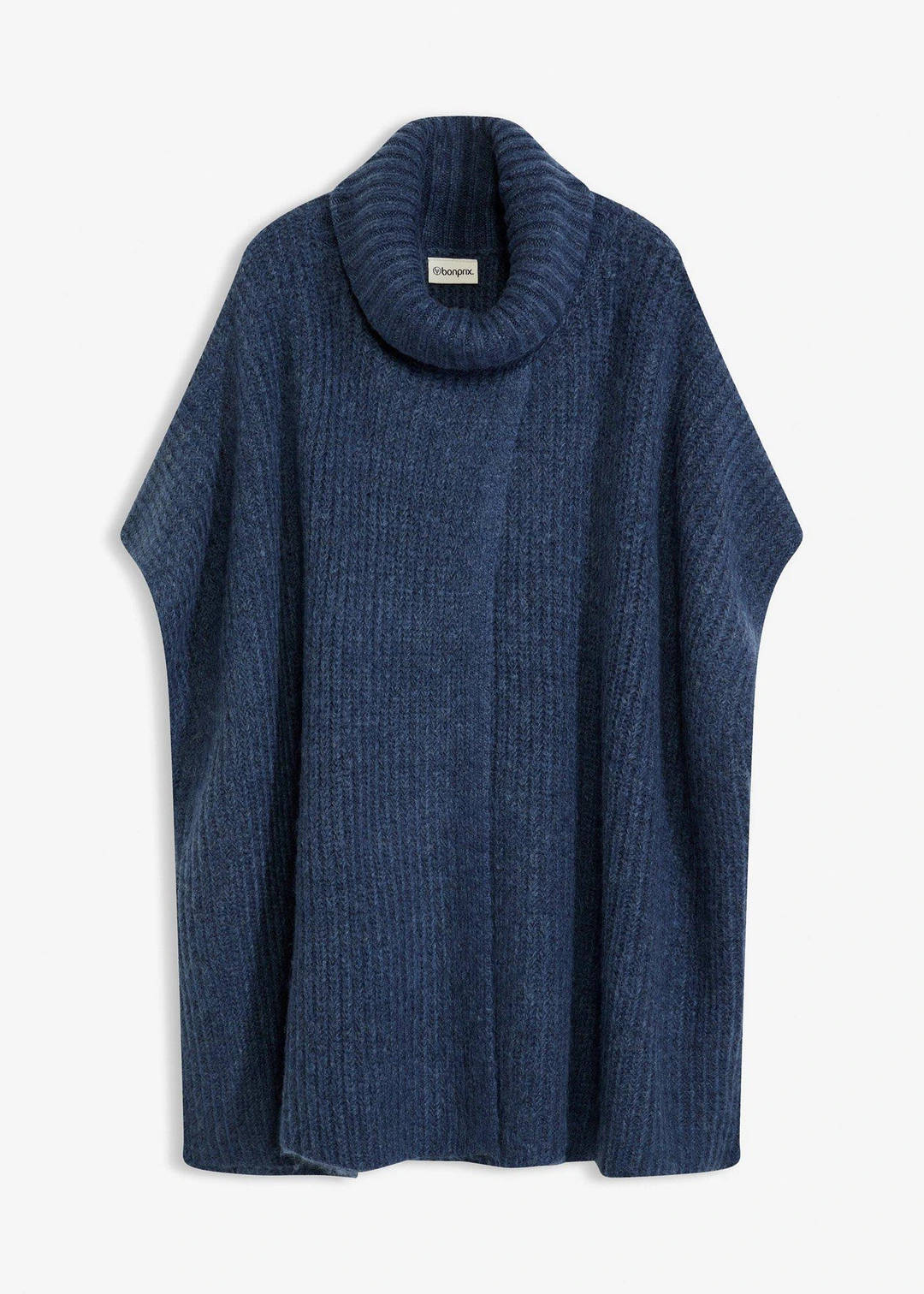 Pull poncho en laine mélangée