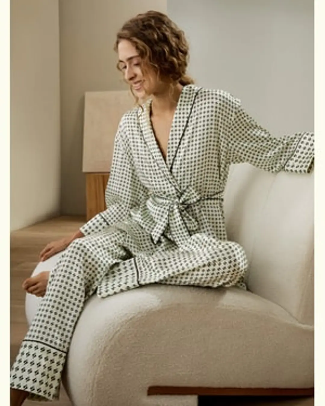 LILYSILK Pyjama En Soie Impression Graphique Ceinture Amovible Manches 3/4 100% Soie Naturellement Antibactérien XS
