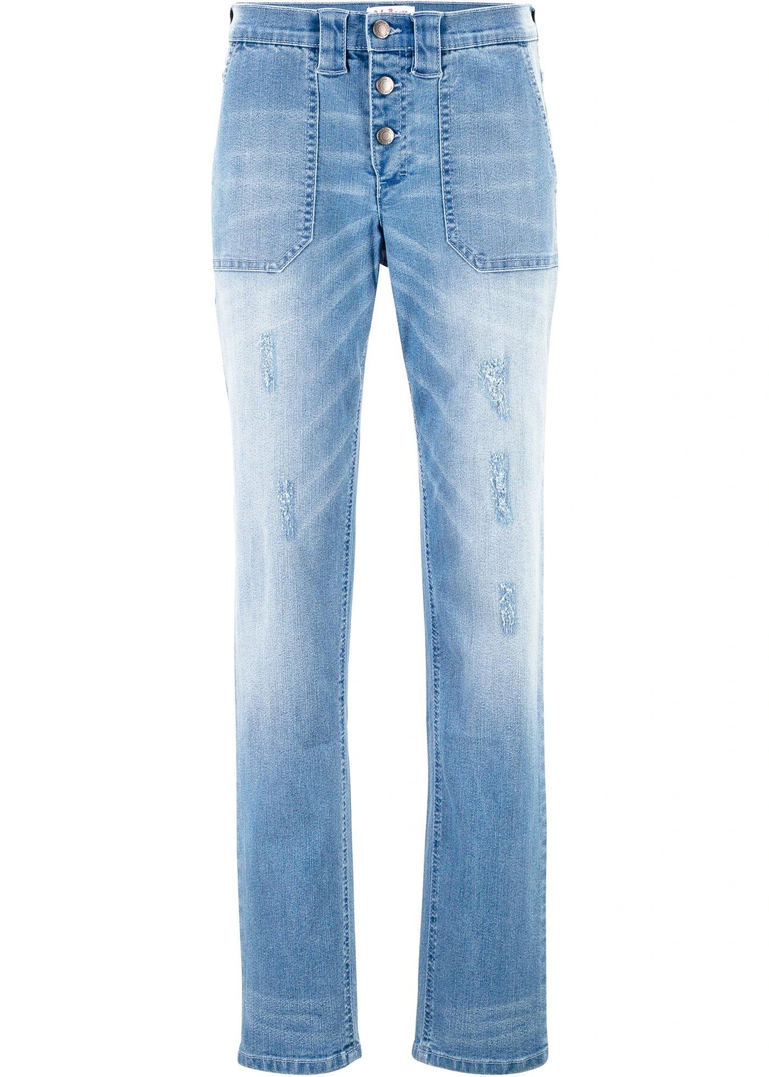 Jean boyfriend taille mi-haute, stretch confort