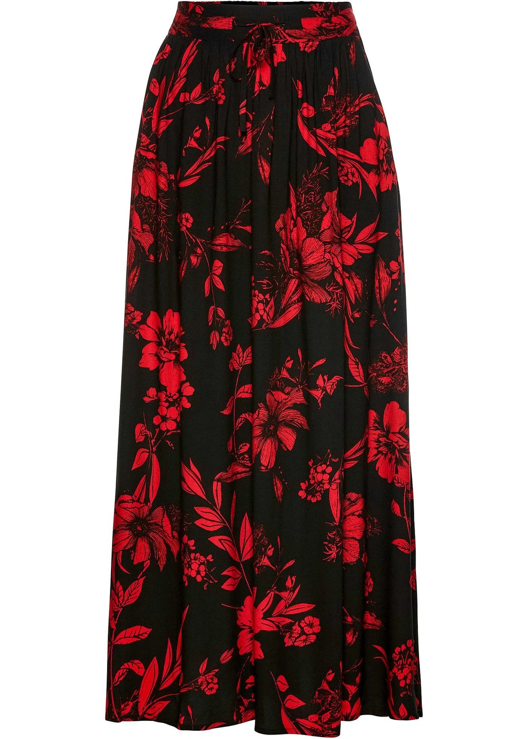 Jupe longue en viscose avec taille élastique et lien à nouer