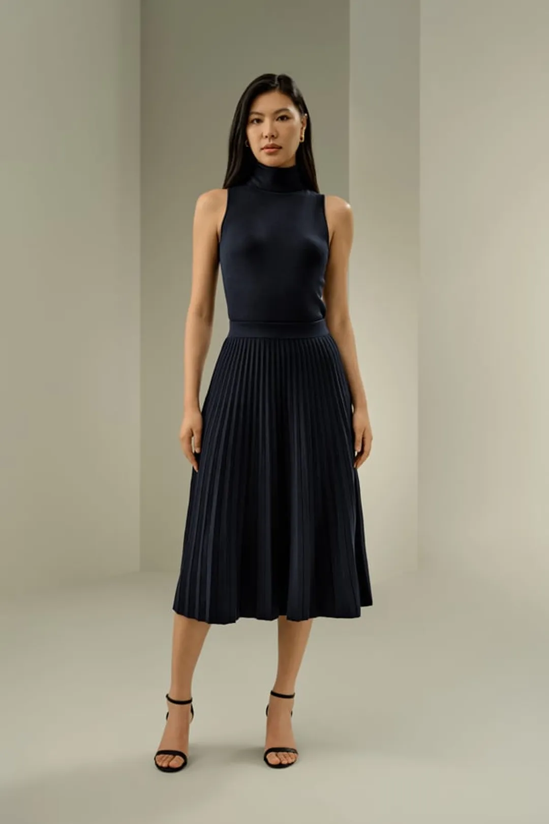 LILYSILK Jupe En Laine Bleu Marine Silhouette Trapèze, Coupe Régulière Laine Mérinos Pièces Incontournables Pour De Multiples Occasions L
