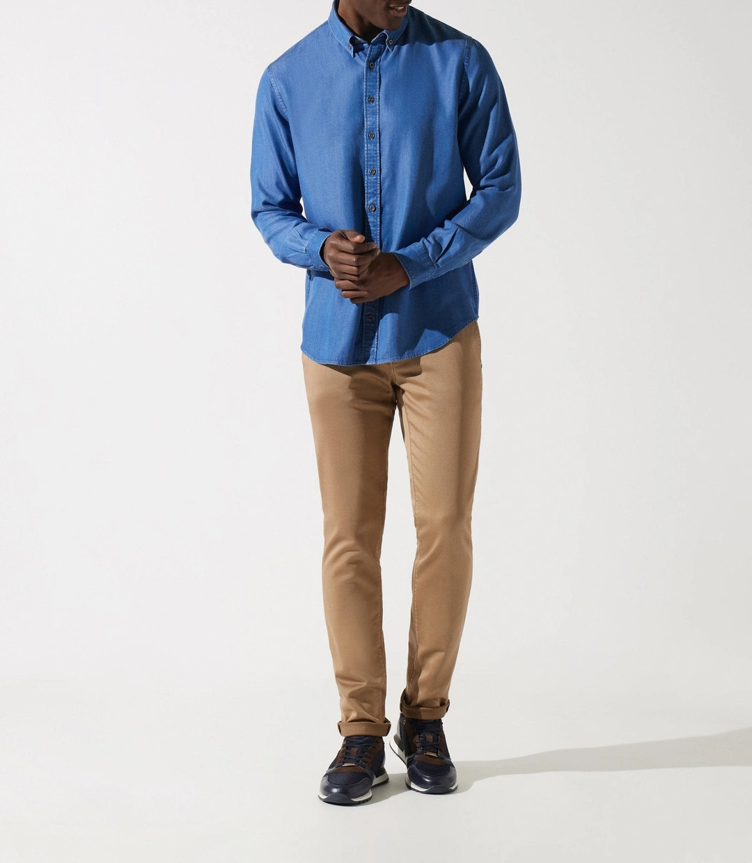 IZAC - Chemise unie en tencel bleue JOSS