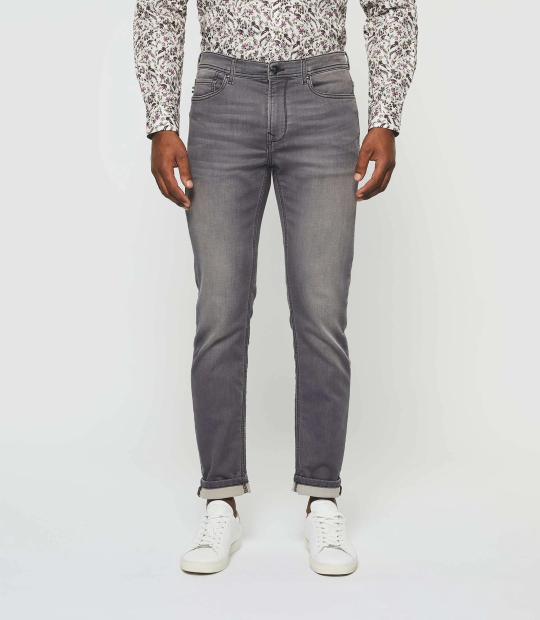 IZAC - Jean super slim en molleton gris moyen ''Toupie''