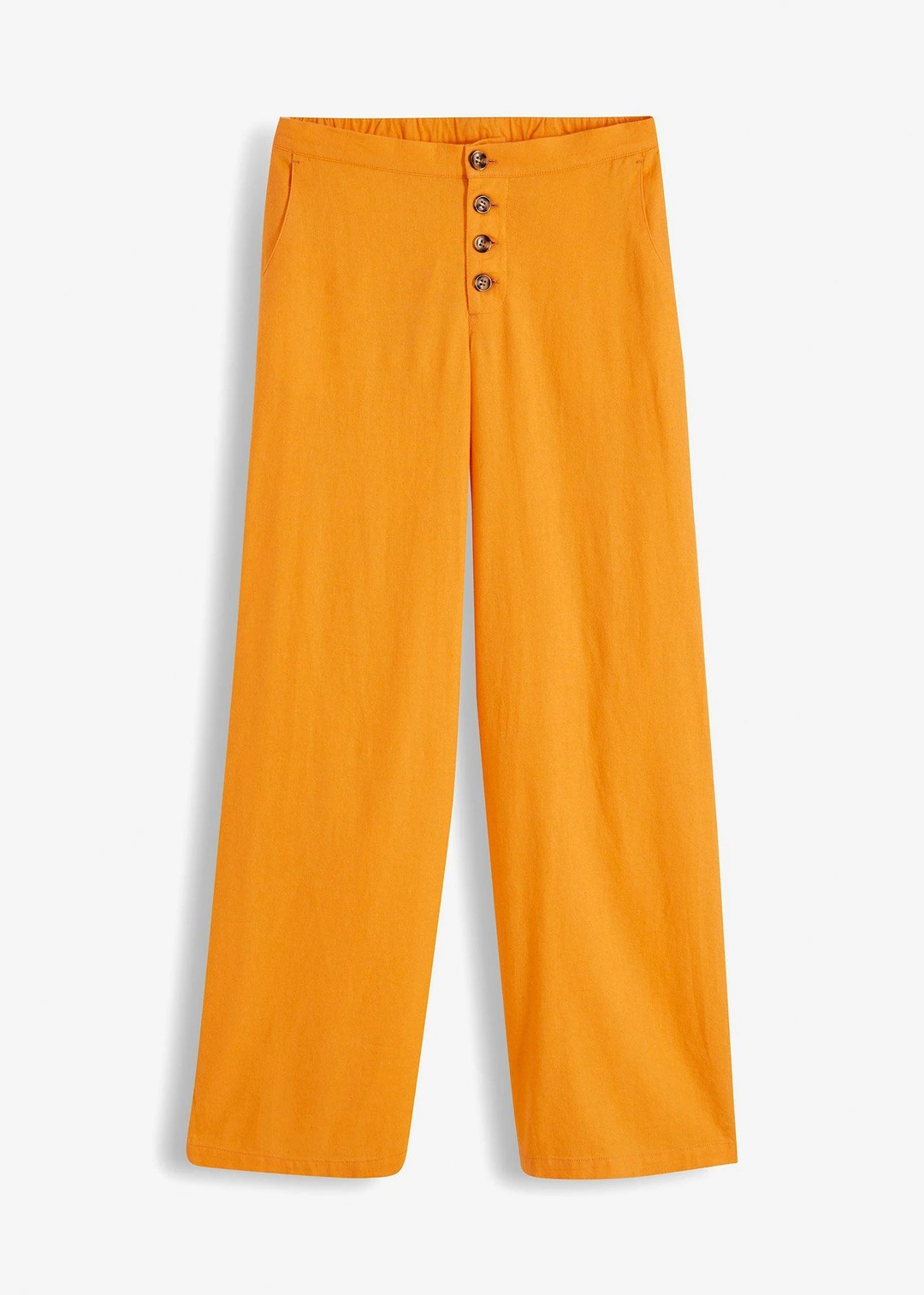 Pantalon palazzo en lin mélangé, long