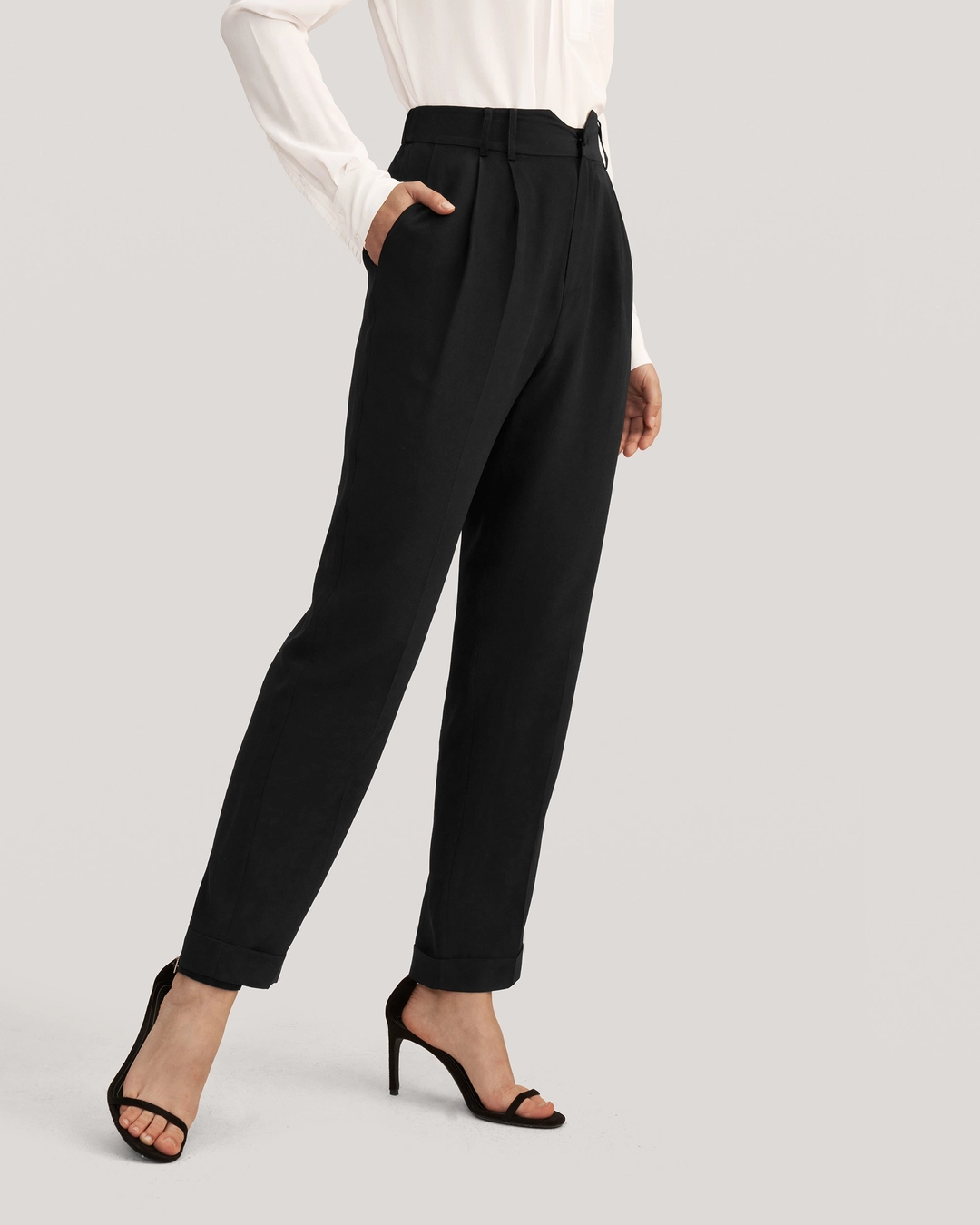 LILYSILK Pantalon Crêpe De Soie Femme Fermeture Boutonnée 18 Momme Crêpe De Chine Soie Régulation De La Température Pantalon Noir 54