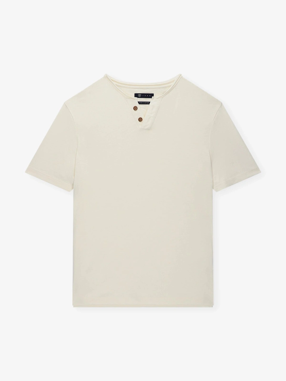 IZAC - T-shirt col tunisien écru
