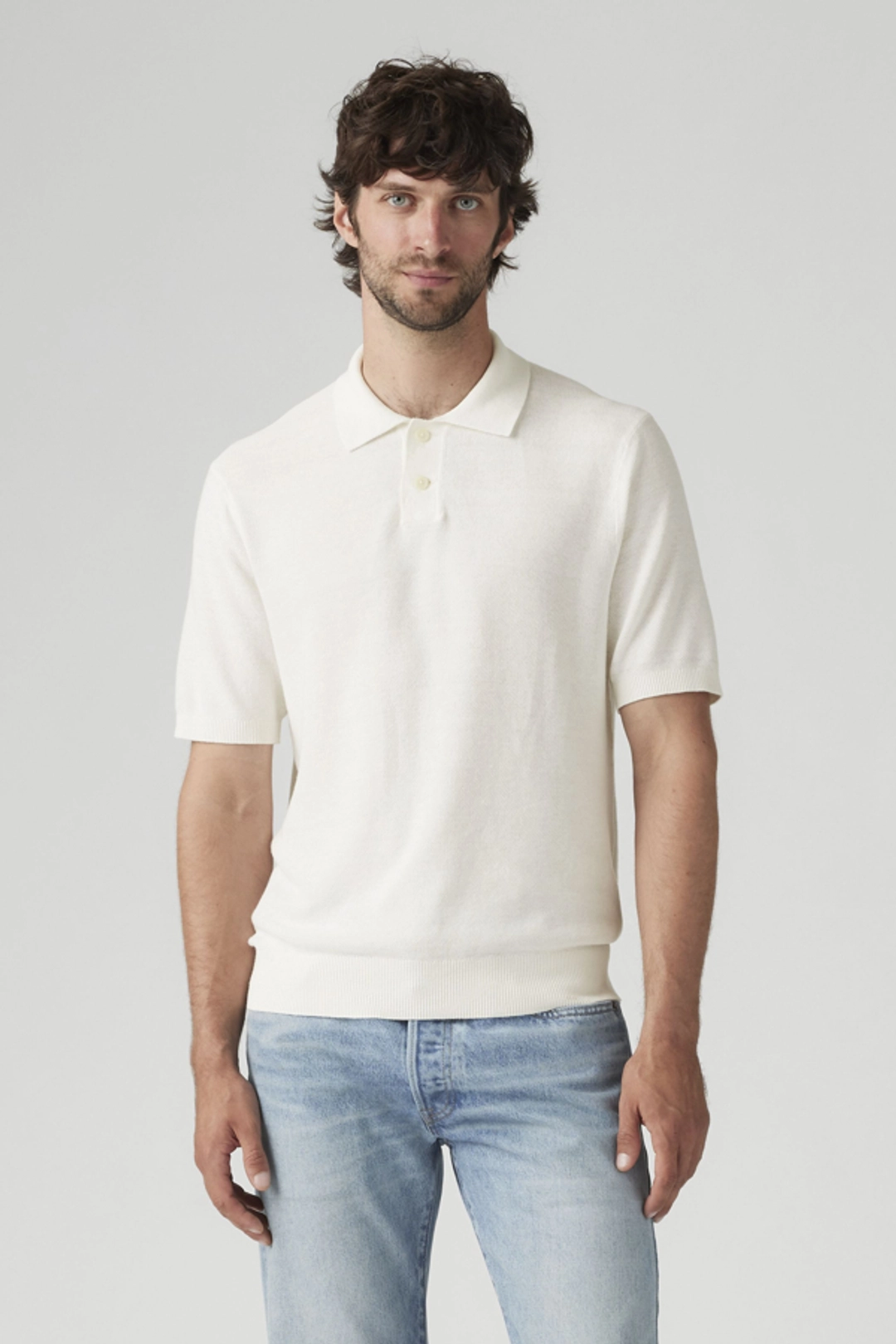 Levi's Sweater Cotton Linen Knit Polo - Homme - Blanc / Bright White Cotton Linen - XL - 2