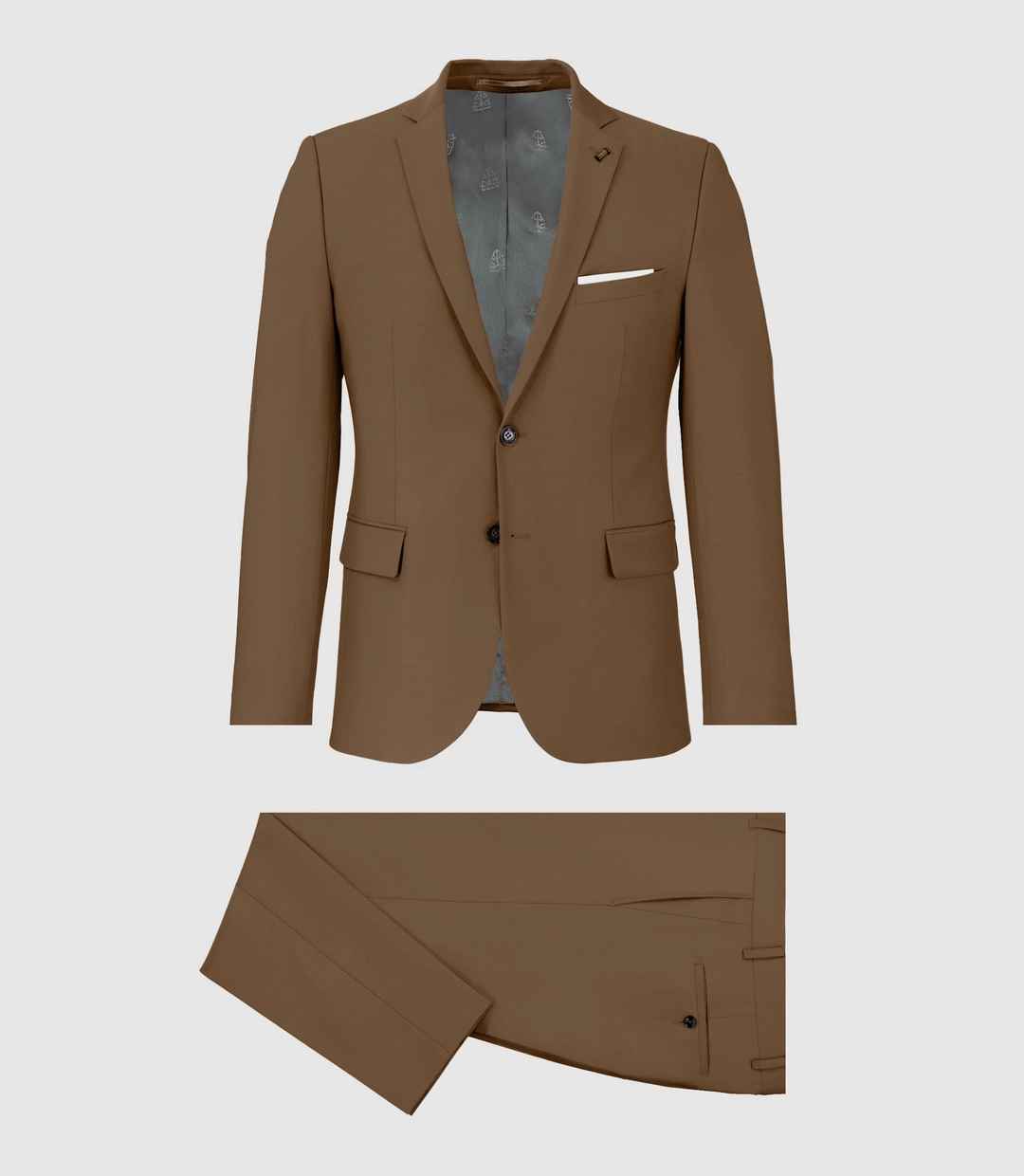 IZAC - Costume 2 boutons en laine tabac LIMONE