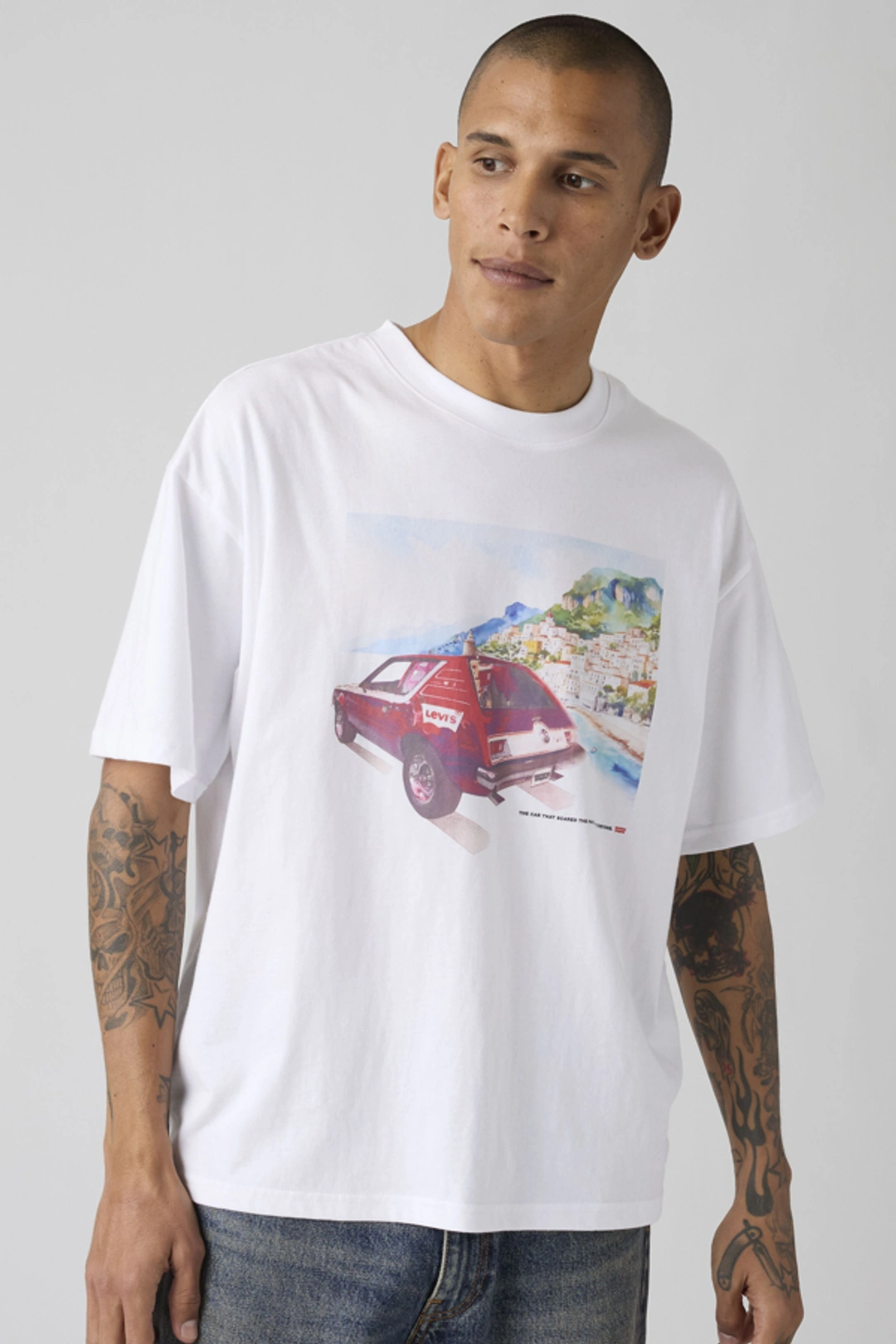 Levi's T Shirt Graphique Boxy - Homme - Gris / Heather Grey - XL