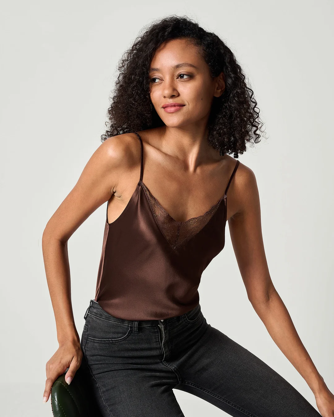 LILYSILK Débardeur Soie, Col En V Avec Dentelle, Êporté De 2 Façons, Charmeuse Soie, Pour Votre Garde-Robe De Tous Les Jours