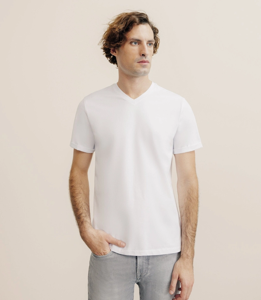 IZAC - T-shirt col V blanc