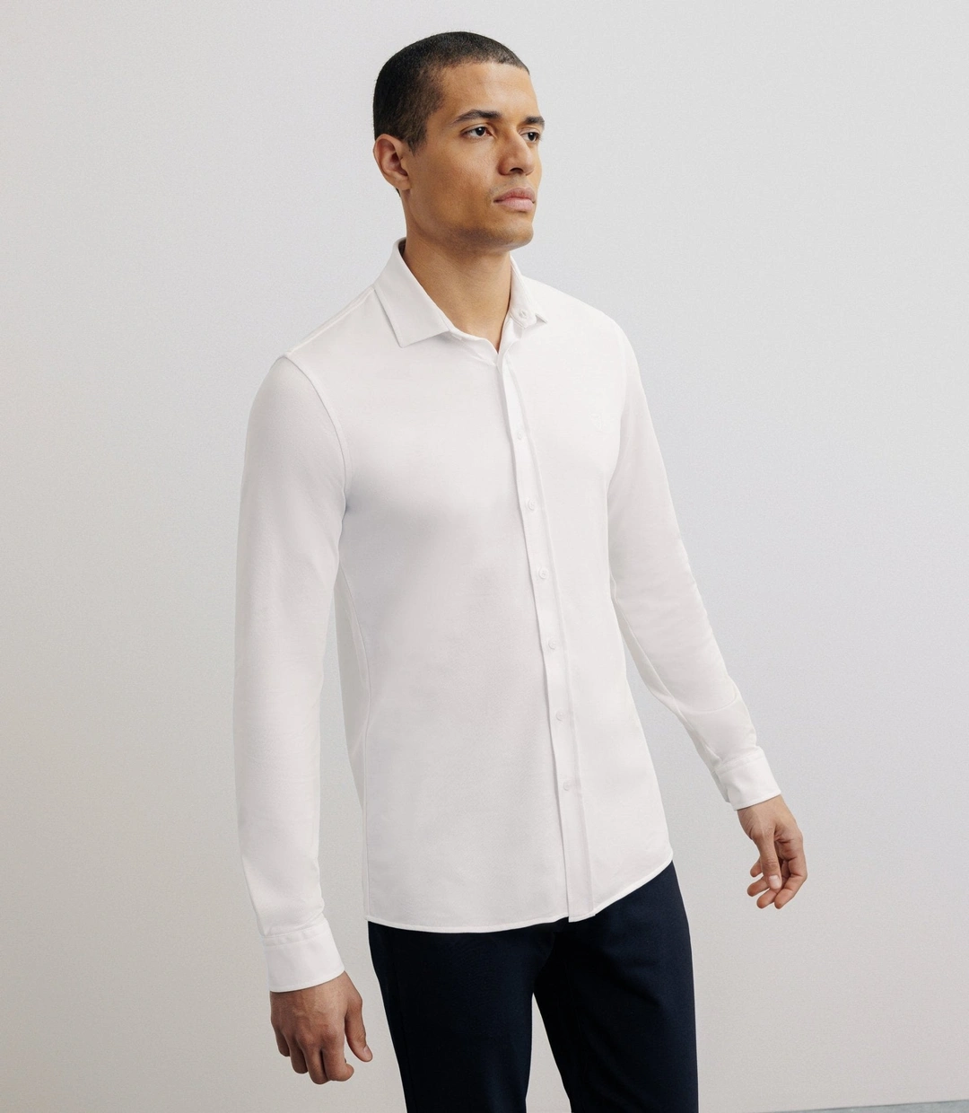 IZAC - Chemise slim en maille blanche