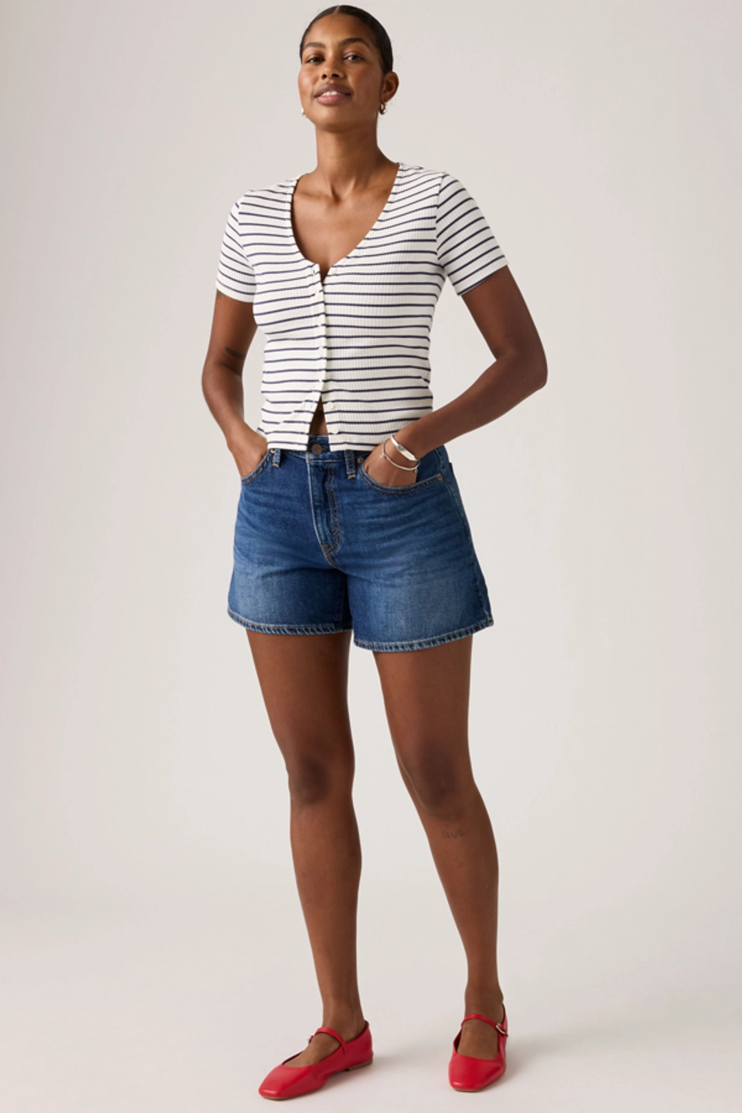 Levi's Short Cinch Mi Cuisse - Femme - Blanc / Blank Impact - 32