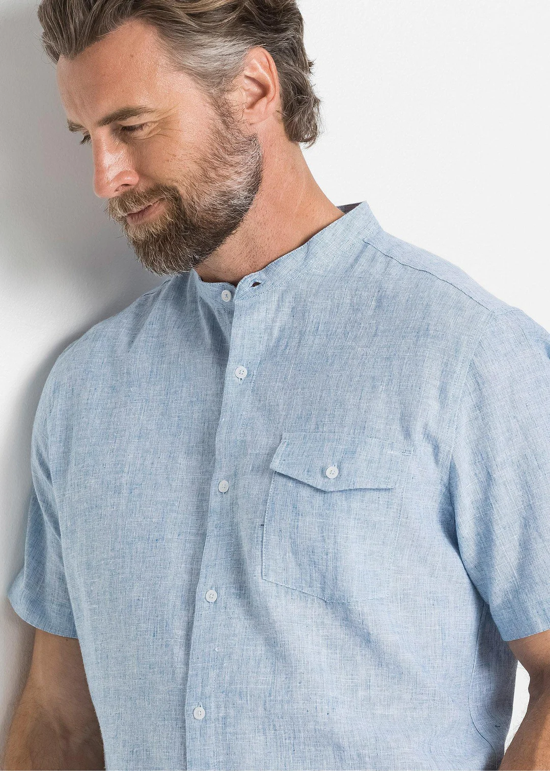 Chemise manches courtes aérienne en lin mélangé