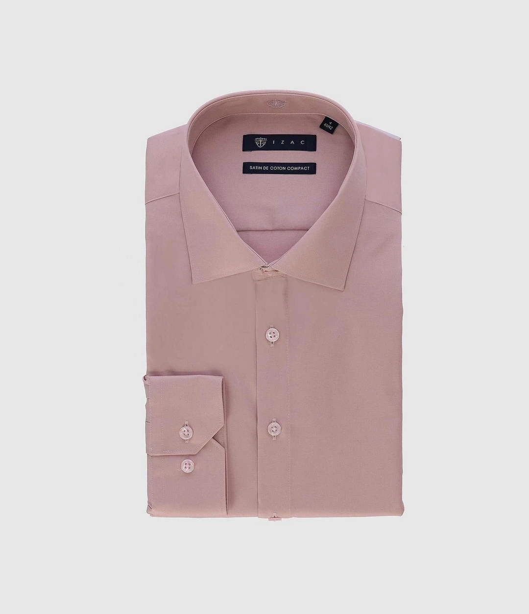 IZAC - Chemise slim en satin de coton rose SATINSLIM