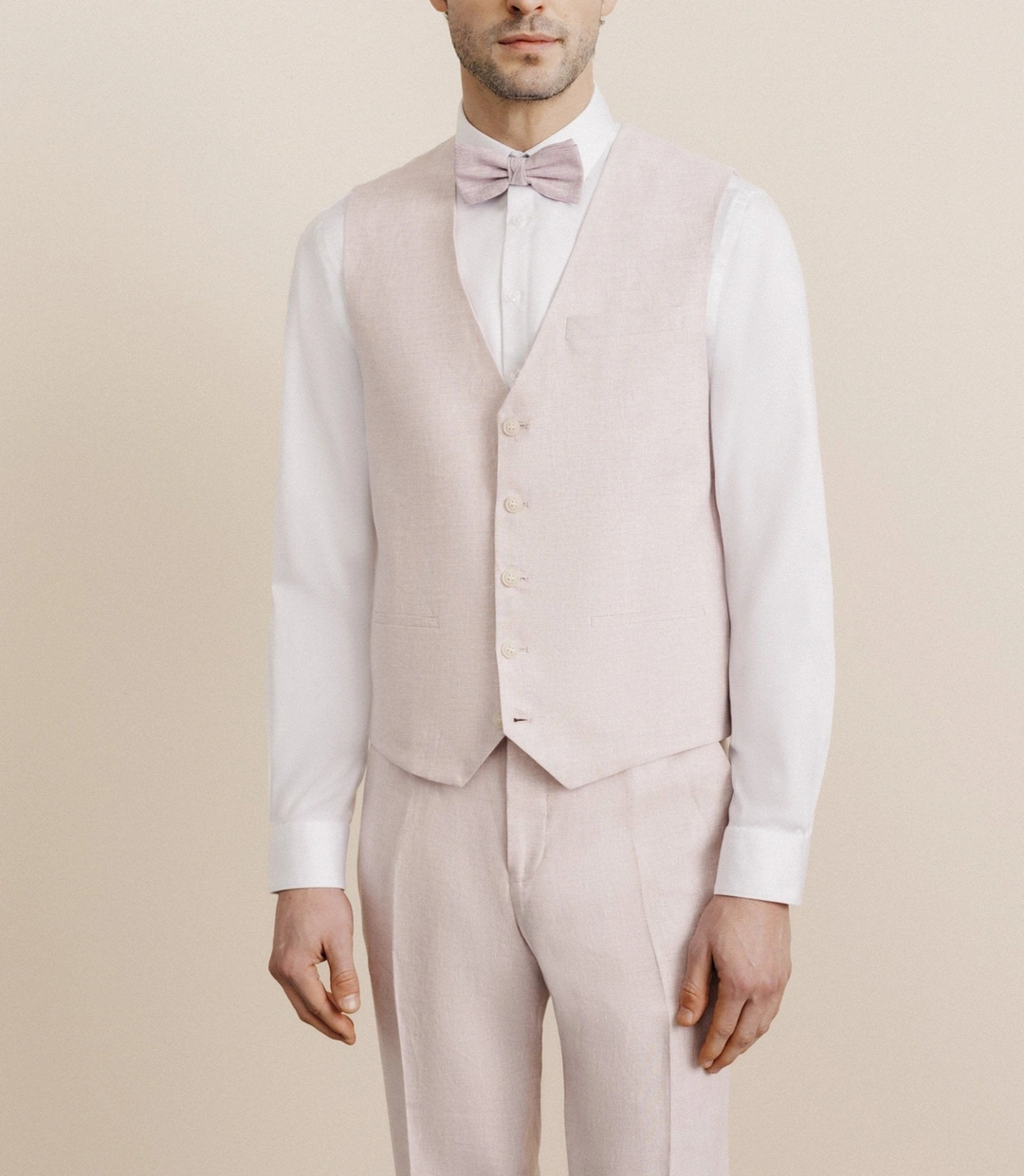 IZAC - Gilet 100% lin rose