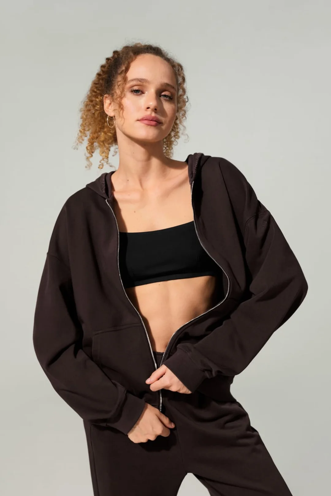 LILYSILK Sweat Seamflow Verge Noir XL Femme - SILKERRY Respirant Douceur Capuche Zippée Oversize