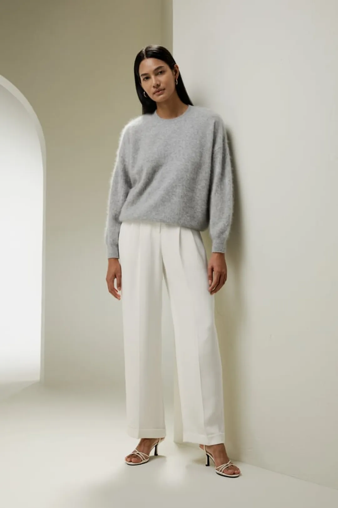 LILYSILK Pull Cachemire Femme Gris Design Ample À Épaules Tombantes 100 % Cachemire Cozy Et Confortable, Léger Et Doux M